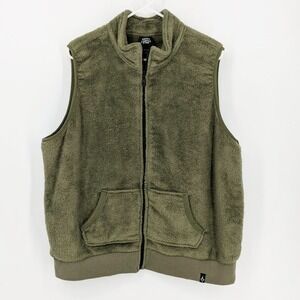 Torrid Happy Camper Faux Fur‎ Full Zip Active Vest Olive Green Women's Size 0/L